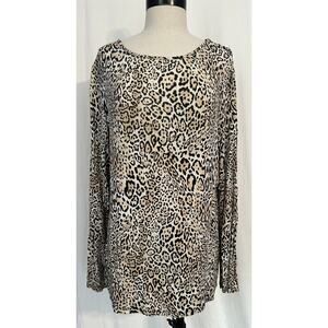 Chico's The Ultimate Tee Leopard Top Tee Stretch Shirt Womens 1 (8/10 M)